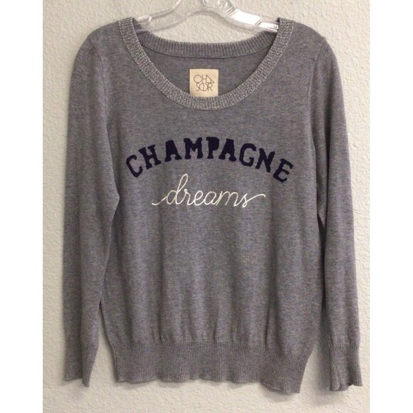 Chaser Champagne Dreams Sweater Gray Women’s Size Small Cashmere Blend - Picture 1 of 10